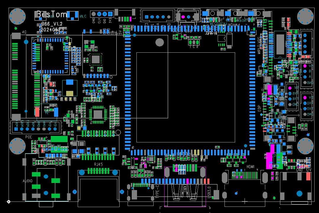 B66 RK3566 finished-unit main board top view