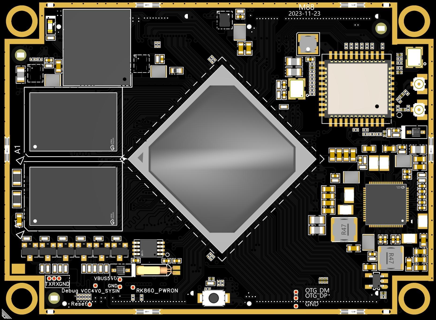 M88 RK3588 industrial-grade core board top view